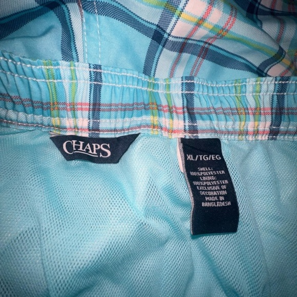 Chaps Red‎ & Blue Plaid Brief Lined Swim Trunks Boardshorts Men's H10 - Picture 3 of 4